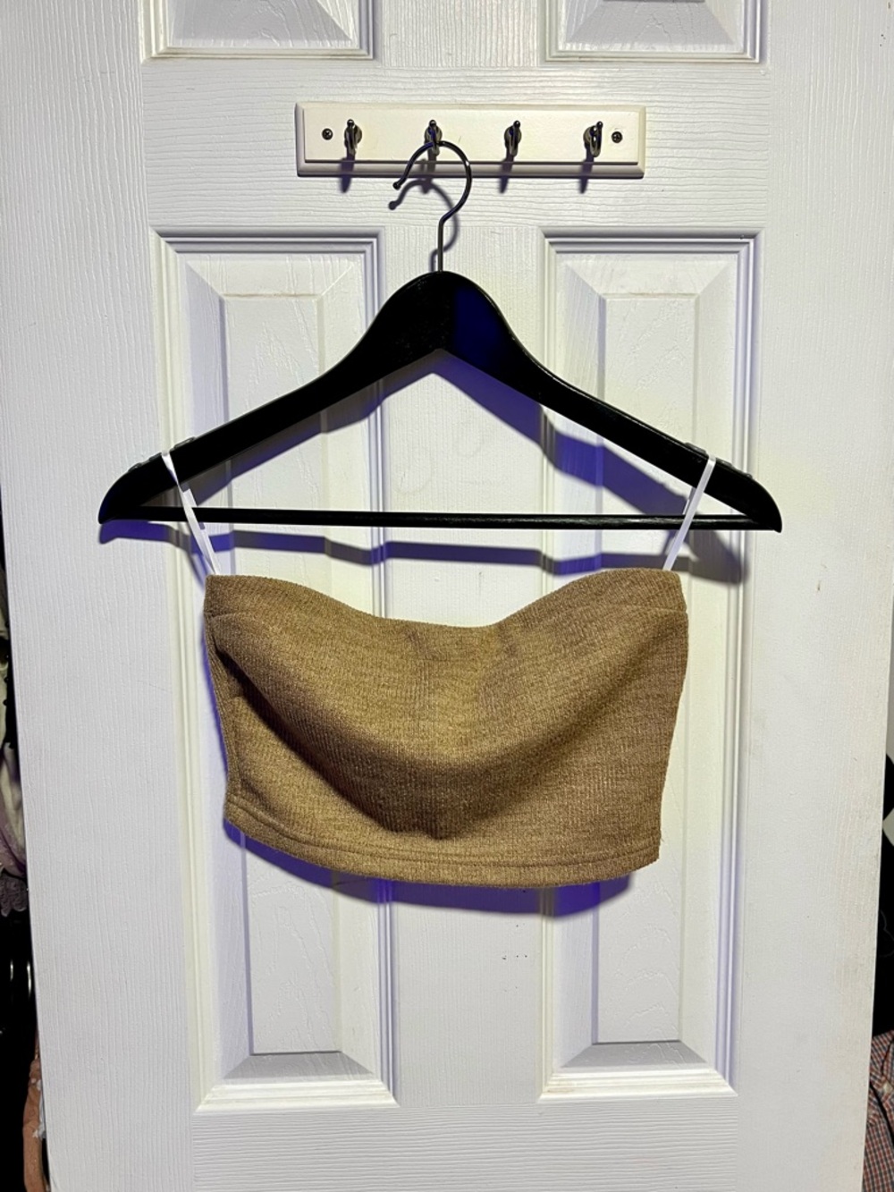 SHEIN Tan Strapless Knit Crop Top